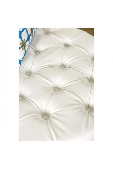 Kapitoneli Yuvarlak Suni Deri Puf/orta Sehpa/75cm - 3