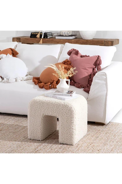 Folk U Puf/bench Peluş Kumaş 40*45 Cm / Yükseklik 46 Cm