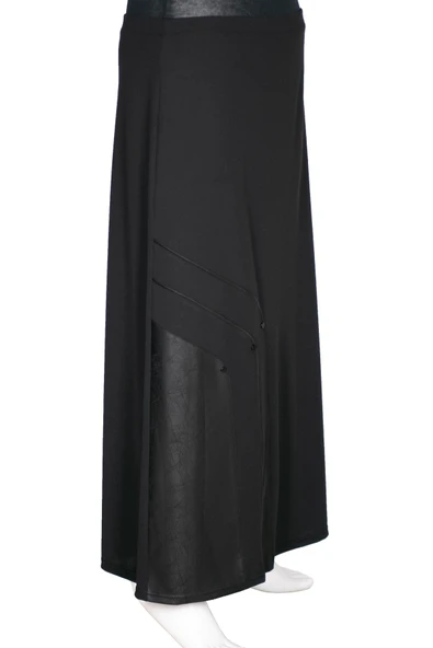 Hesna Kadın Lumina Kombin ve Biye Detaylı Astarlı Lastikli Siyah Etek - 2