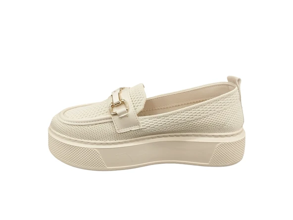 Ventes 3461001Z 4 cm Kalın Taban Taş Toka Detaylı Günlük Kadın Triko Loafer Ayakkabı - 6