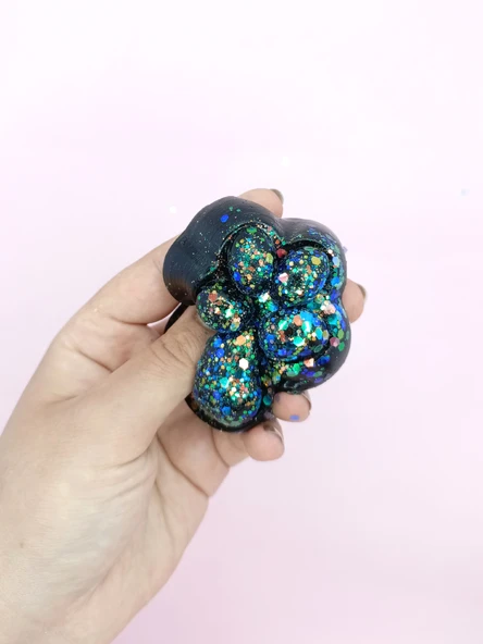 Küçük Pati Squishy Simli Kedi Pati Sıkma 7 cm Pati Sukuşi - Siyah - 2