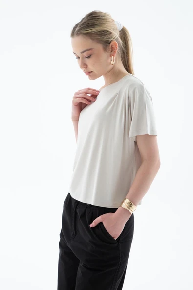 FASHION FRIENDS KADIN DÖKÜMLÜ CROP BLUZ 25Y0512K1 - 4