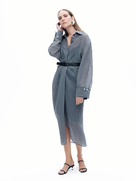Nocturne Kadın Çizgili Gömlek Elbise N25YN2522 ürün görseli 1