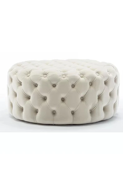 Kapitoneli Yuvarlak Puf/orta Sehpa/75cm Kadife - 4