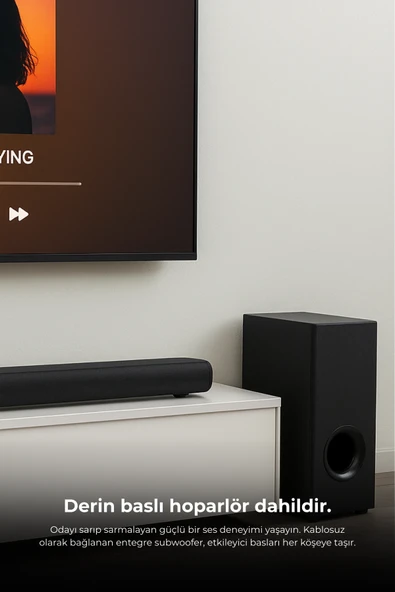 Onvec Harmony 2.1 Kanal Soundbar Bluetooth 5.3 HDMI ARC USB Optik Girişli Kablolu Subwoofer Ev Sinema Hoparlör Sistemi - 2