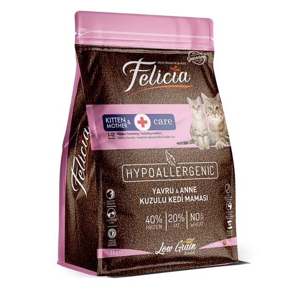 Felicia Tavuklu Az Tahıllı Yavru &Anne Kedi Maması HypoAllergenic Kedi Maması 1 KG