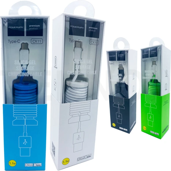 3A TYPE-C Hızlı Kablo 1.1 Metre PowerWay CX11 (Beyaz)