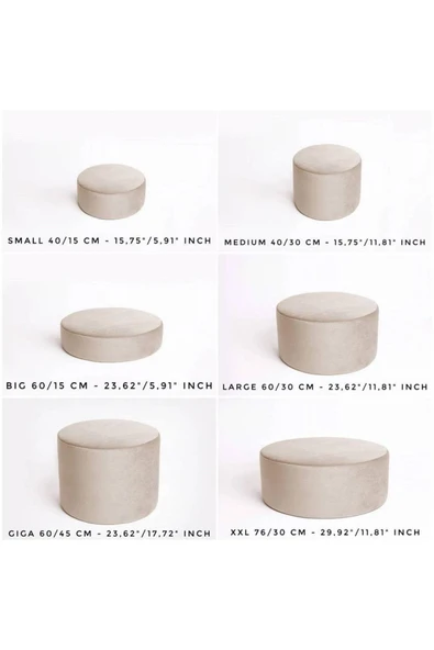 Yuvarlak Dikişli Puf / Orta Sehpa 76 Cm / Yükseklik 30 Cm - Resim 12