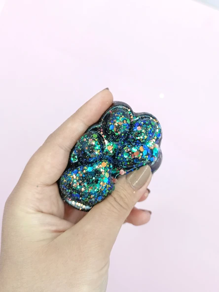 Küçük Pati Squishy Simli Kedi Pati Sıkma 7 cm Pati Sukuşi - Siyah - 3