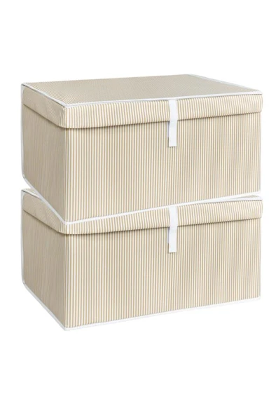 Mega Kutu Hurç, Yastık Çarşaf Kıyafet Dolap İçi Düzenleyici Mukavva Destekli (60x40cm) 2 Adet Kahve - Resim 4