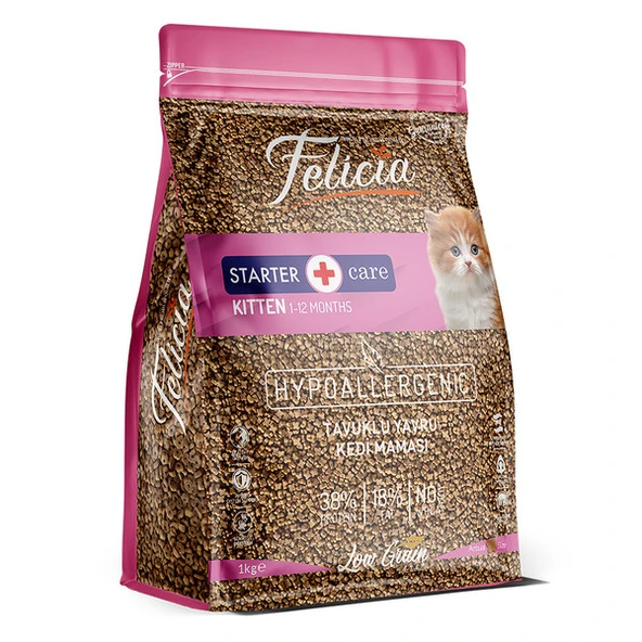 Felicia  Tavuklu Az Tahıllı Yavru Kedi Maması HypoAllergenic Kedi Maması 1 KG