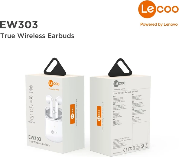 Lenovo Lecoo EW303 Bluetooth Kablosuz TWS Sıvıya Karşı Dayanıklı Geniş Uyumlu