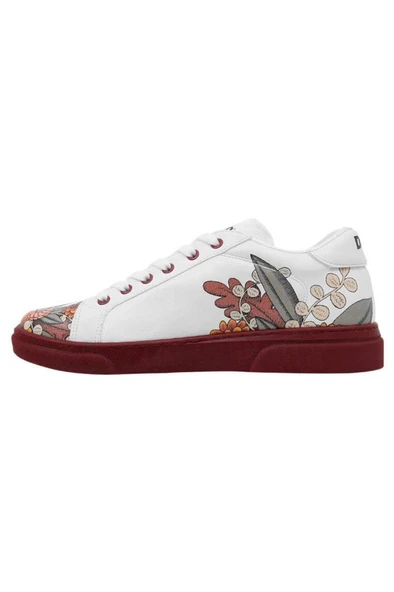 Kadın Vegan Deri Beyaz Sneakers - Magic In The Air Tasarım - 4