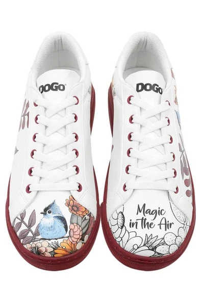 Kadın Vegan Deri Beyaz Sneakers - Magic In The Air Tasarım - 3