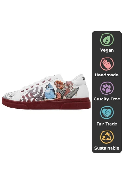 Kadın Vegan Deri Beyaz Sneakers - Magic In The Air Tasarım - 6