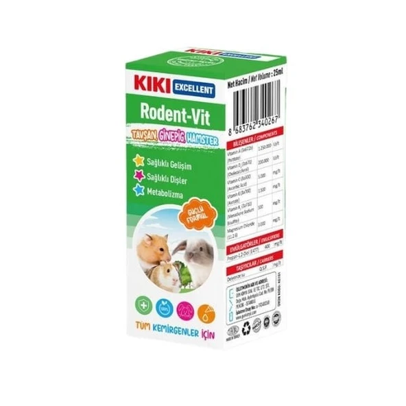 Kiki Excellent Rodent-Vit Sağlıklı Gelişim Destekleyici Kemirgenler için Multi Vitamin 25 Ml - 2