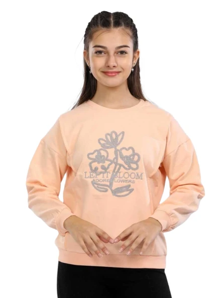 ÇİÇEK NAKIŞLI KIZ SWEATSHIRT