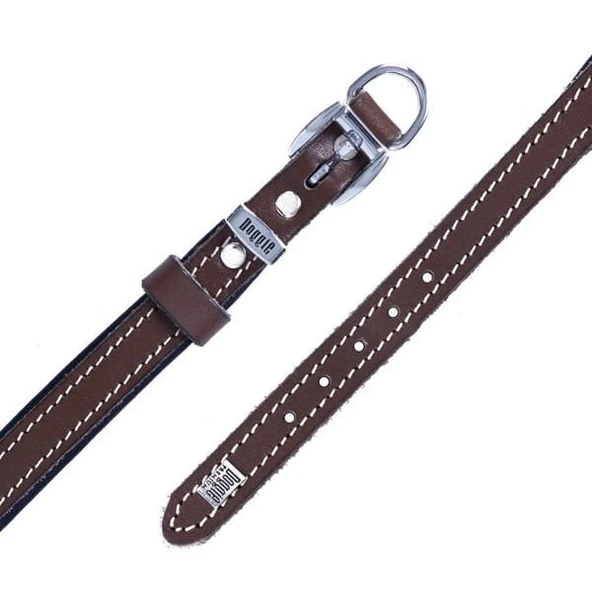 Doggie Konfor Deri Köpek Boyun Tasması Medium Kahverengi 1.5x25-30 Cm - 4