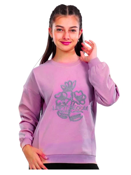 ÇİÇEK NAKIŞLI KIZ SWEATSHIRT - 2
