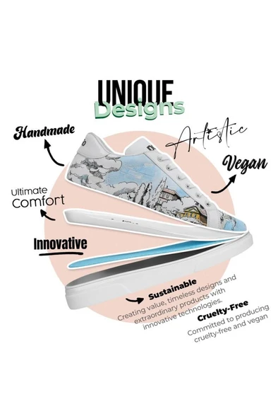 Kadın Vegan Deri Beyaz Sneakers - Lago Di Como Tasarım - 6