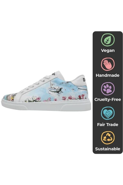 Kadın Vegan Deri Beyaz Sneakers - Lago Di Como Tasarım - 5