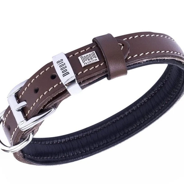 Doggie Comfort Deri Nazar Boncuklu Köpek Boyun Tasması Medium Kahverengi 2x35-40 Cm - 2
