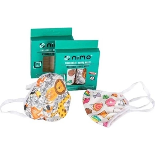 Nımo Maske Çocuk Desenli Kumas 50 Li Yıkanabilir