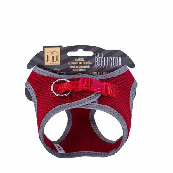 Doggie Havalı Dokuma Reflektör Küçük Irk Köpek Göğüs Tasması Xxsmall Kırmızı 26-30 Cm - 3