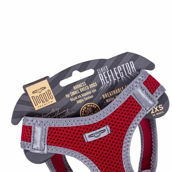 Doggie Havalı Dokuma Reflektör Küçük Irk Köpek Göğüs Tasması Xxsmall Kırmızı 26-30 Cm - 4