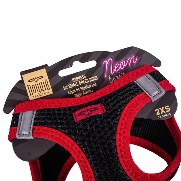 Doggie Havalı Dokuma Neon Küçük Irk Köpek Göğüs Tasması Xxsmall Kırmızı 26-30 Cm - 4