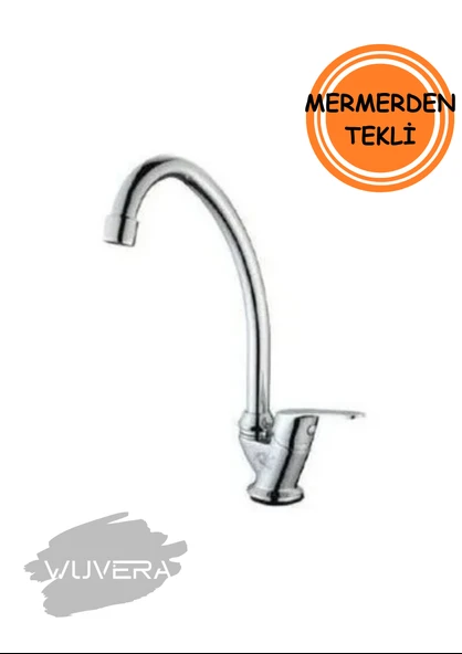 Wuvera Tek Çıkışlı Batarya – Mermer/Granit Tezgahlar İçin, Pirinç Gövde & Krom Kaplama