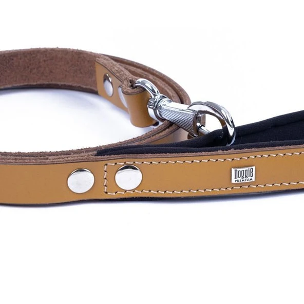 Doggie Konfor Deri Köpek Gezdirme Tasması Medium Camel 2x140 Cm - 4