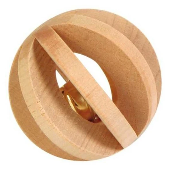 Trixie Kemirgen Yuvarlak Tahta Zilli Oyuncak 6 Cm - 1