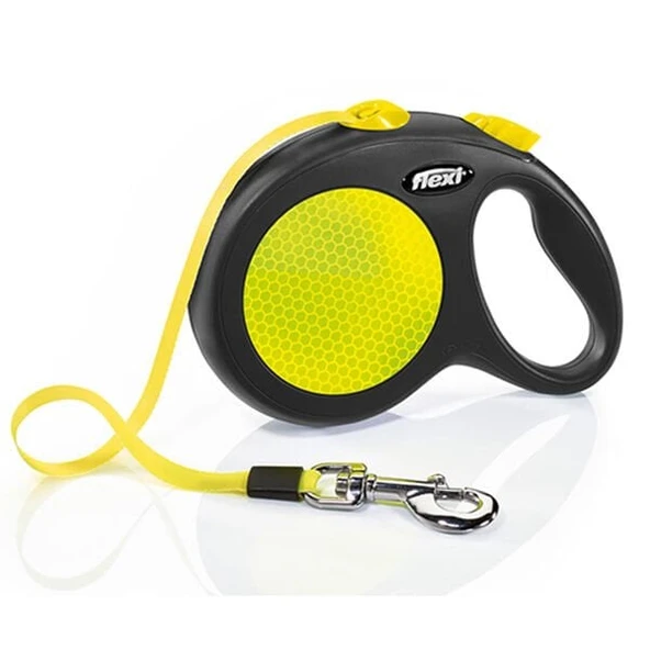 Flexi Neon Reflektörlü Şerit Otomatik Köpek Gezdirme Tasması Large Siyah 5 Mt - 2