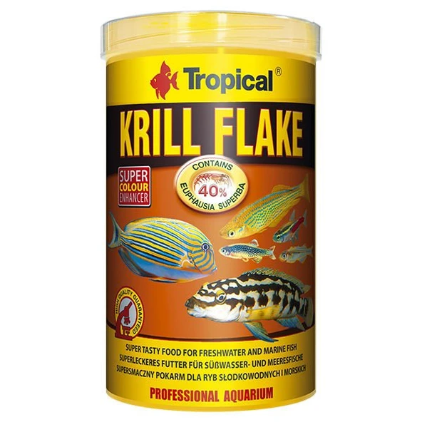 Tropical Krill Flakes Tropikal Balıklar için Krill İçerikli Pul Balık Yemi 100 Ml 20 Gr