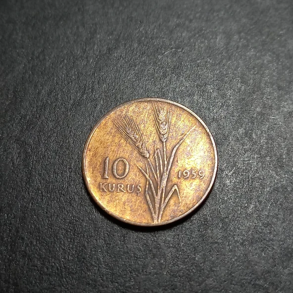 Escoines Koleksiyon 39963680e6d6f57cfd 1959 10Kuruş Nadir azçıkar ÇT+ eski madeni para - Resim 2