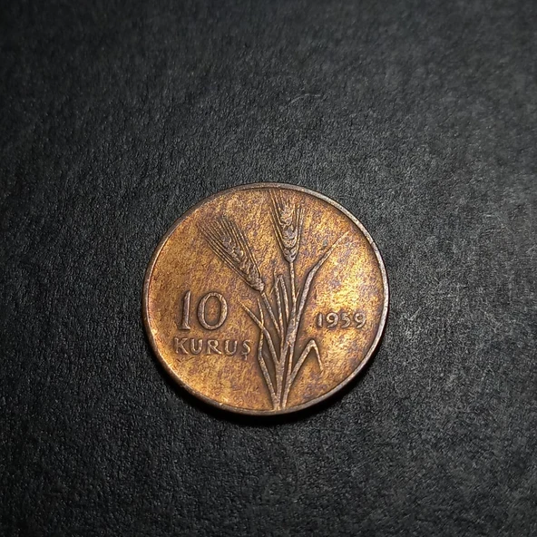 Escoines Koleksiyon 39963680e6d6f57cfd 1959 10Kuruş Nadir azçıkar ÇT+ eski madeni para - Resim 4