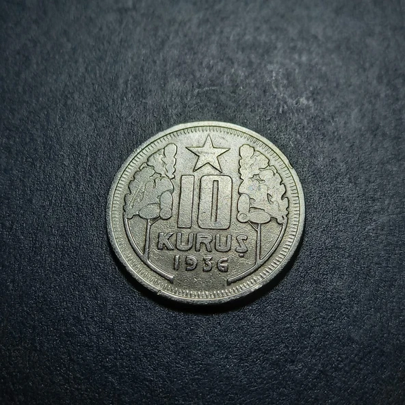 Escoines Koleksiyon 39963680e0f350e16d 1936 10Kuruş Nadir çıkar ÇÇT+ eski madeni para RR - Resim 2