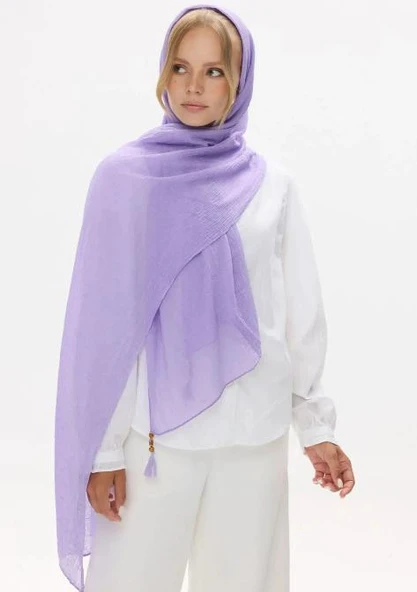 Müslin Püsküllü Bürümcük Pamuklu Şal - Resim 2