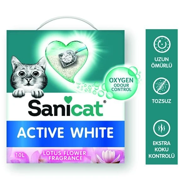Sanicat Active White Lotus Çiçeği Kokulu Doğal Kedi Kumu 10 Lt - 4