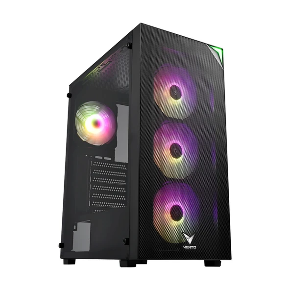 VENTO VG3400S PSU YOK 4x12CM RGB FAN ATX MESHED PANEL 2xUSB2.0/1xUSB3.0 SIYAH GAMING KASA