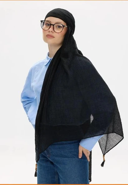 Müslün Püsküllü Bürümcük Pamuklu Şal - Resim 2