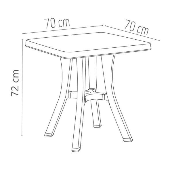 Omnipazar MT-GF235 Prima Isola Plastik Kare Bahçe Balkon Masa 70x70 cm - 2