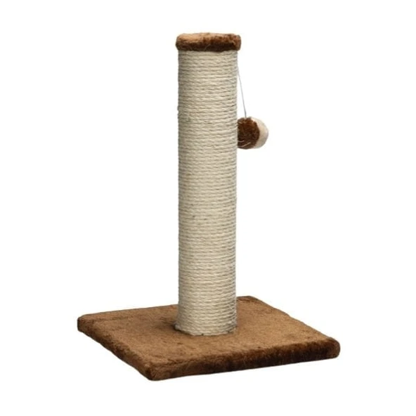 Beeztees Peluş Top Oyuncaklı Kedi Tırmalama Direği 30x30x45 Cm Kahverengi - Resim 1