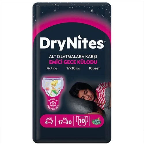 Huggies Dry Nites Emici Külot Kız 4-7 Yaş 17-30 Kg 10'Lu