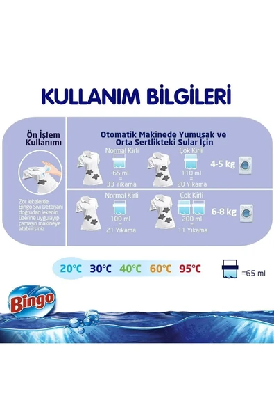 Bingo Beyazlar ve Renkliler için Amber Çiçeği Sıvı Çamaşır Deterjanı 2600 ML - 6