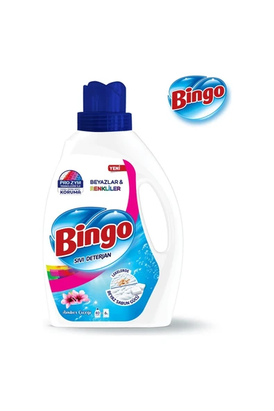 Bingo Beyazlar ve Renkliler için Amber Çiçeği Sıvı Çamaşır Deterjanı 2600 ML