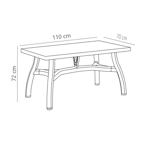 Omnipazar MT-GF240 Prima Roccia Plastik Dikdörtgen Bahçe Balkon Masa 70x110 cm - 5