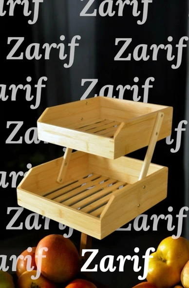 Bambu 2 katlı meyvelik - bambu katlı sunumluk - 4