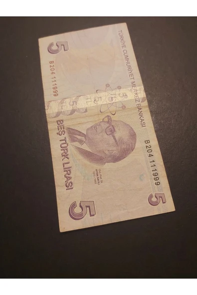 Escoines Koleksiyon 39963680eafe2be3b4 5TL güzel numara B204 ÇT+ TC kağıt para - Resim 4